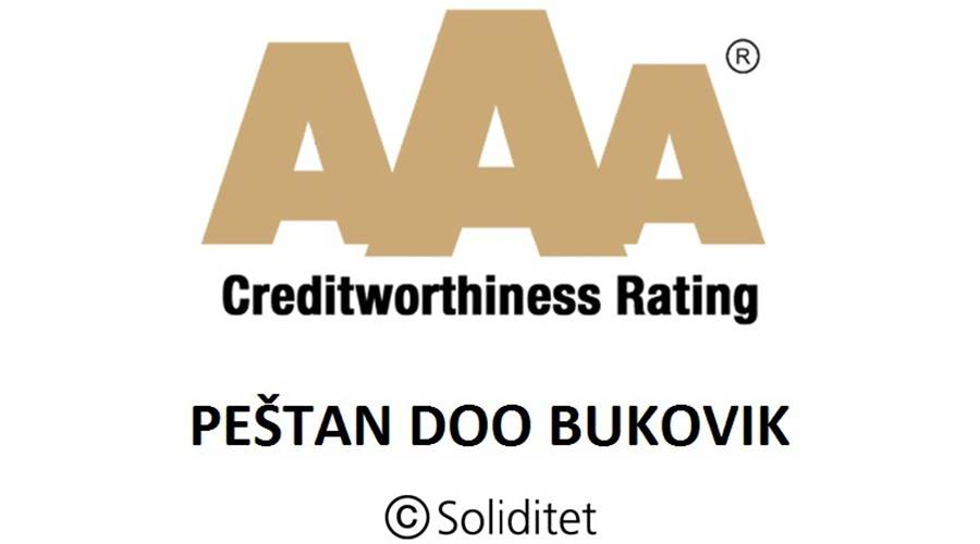 PESTAN公司赢得了卓越的黄金AAA信用等级证书